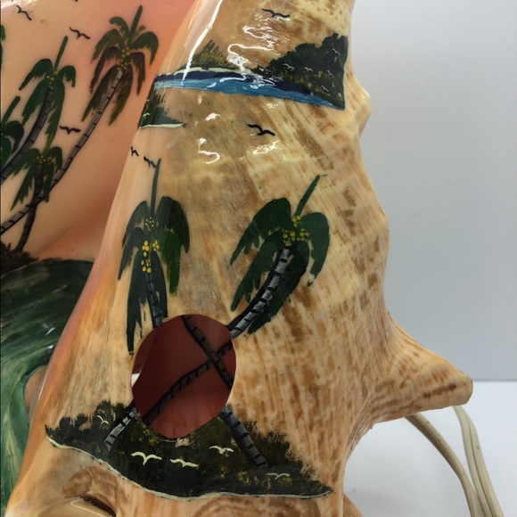 CONCH SHELL LIGHT HandPainted TIKI Bar Post WWII VERY RARE Vintage Working Lite! - Picture 7 of 16